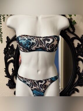 3 piece tan through animal print bikini by Skinzwear